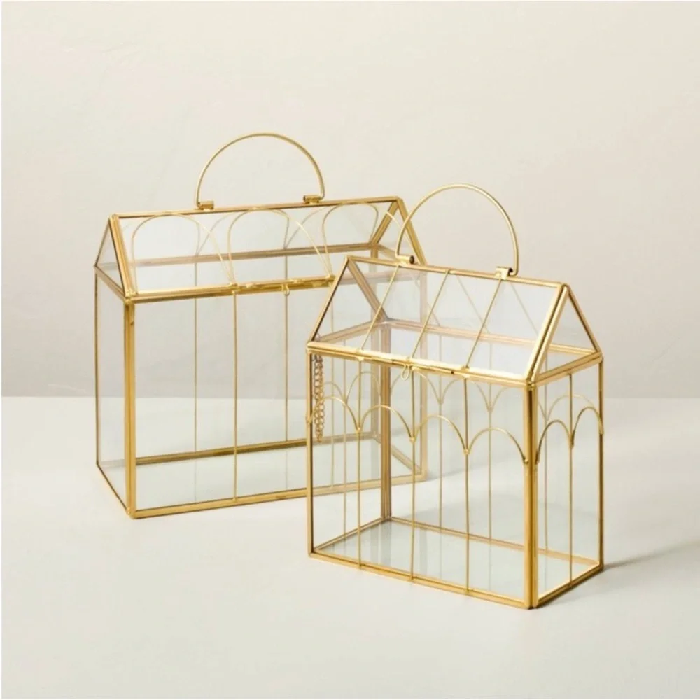 Small Scalloped Brass Decorative Glass Greenhouse - Hearth & Hand™ with Magnolia